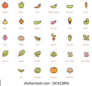 Vector vegetables icon set