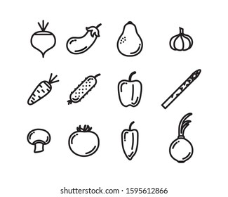 Vector vegetables icon set. Flat illustration of vegetables isolated on white background. Icon vector illustration sign symbol.
