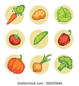 vector vegetables icons and emblems