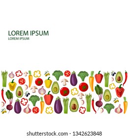 Vector vegetables icons set in cartoon style on a white background. Collection farm product for restaurant menu, market label.