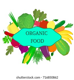 Vector vegetables icons set in cartoon style. Collection farm product for restaurant menu, market label. Flat design.