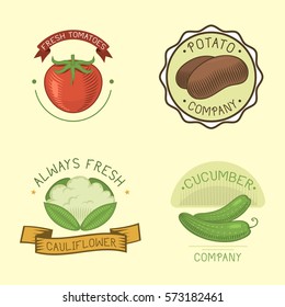 Vector vegetables label template icon.