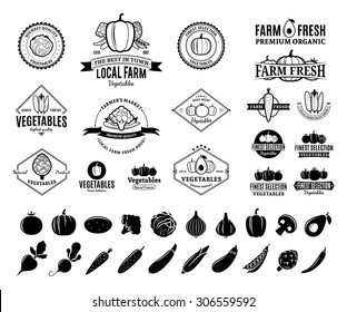 Vector Vegetables Logo, Design Elements And Icons