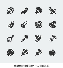 Vector vegetables mini icons set