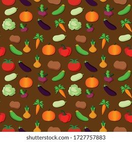 Vector vegetables pattern. Vegetables seamless background. Vector illustration