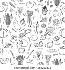 Vector vegetables pattern. Vegetables seamless background