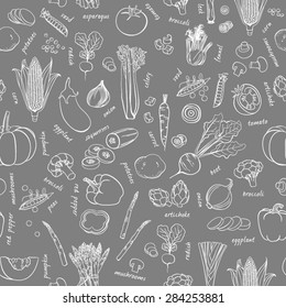 Vector vegetables pattern. Vegetables seamless background