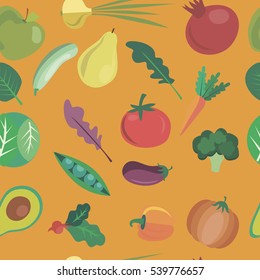 Vector vegetables pattern. Vegetables seamless background. Vector illustration