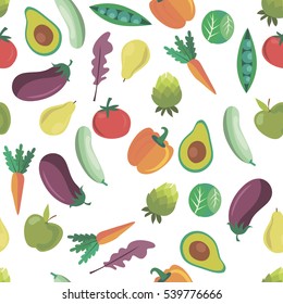 Vector vegetables pattern. Vegetables seamless background. Vector illustration