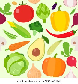 Vector vegetables seamless pattern or background