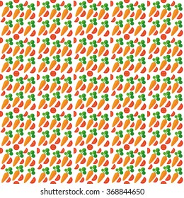 vector vegetables seamless pattern  in flat style with tomato and carrot