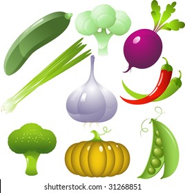 Vector vegetables set, isolated on white