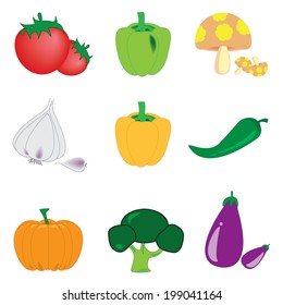 vector vegetables set on white background