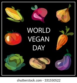 Vector vegetables set. World vegan day concept.
