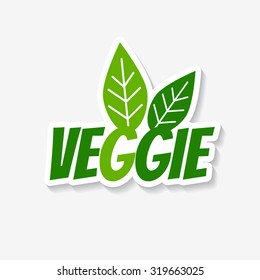 Vector veggie sticker. Veggie product label. Template for ads, signboards, packaging and identity and web designs.