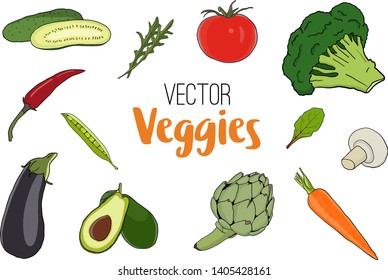 Vector Veggies clip art collection