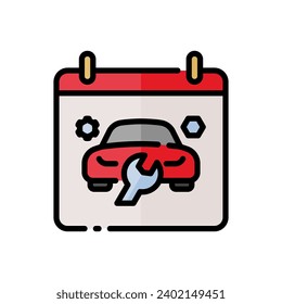 vector Vehicle service schedule icon in simple colored outline style