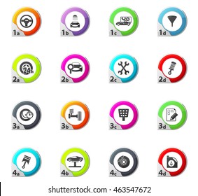 Vector vehicle service station web icons for user interface design