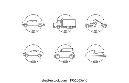 Vector vehicles - Car icon set, line art
