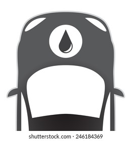 Vector vehicles for gasoline engines black silhouette. Oily drop on the hood