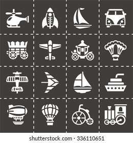Vector Vehicles icon set on black background