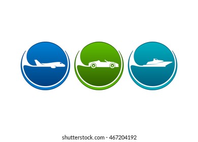 Vector vehicles icons about airline, highway, seaway transport for design