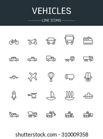 vector vehicles icons line style