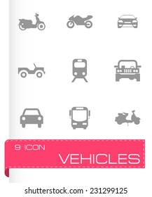 Vector vehicles icons set on white background