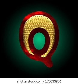 vector velvet letter with gold