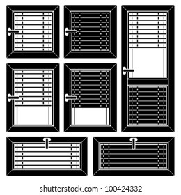 vector venetian blind window black symbols