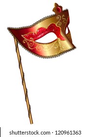 Vector venetian carnival mask with handle