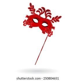 Vector venetian carnival mask with handle 