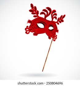 Vector venetian carnival mask with handle 