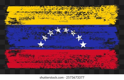 Vector Venezuela flag in grunge style on transparent background