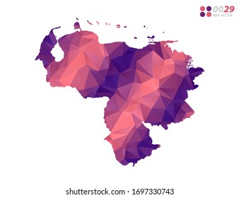 Vector of Venezuela map colorful polygon red triangle mosaic with white background. style gradient.