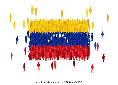 Vector Venezuela state flag formed by crowd of cartoon people