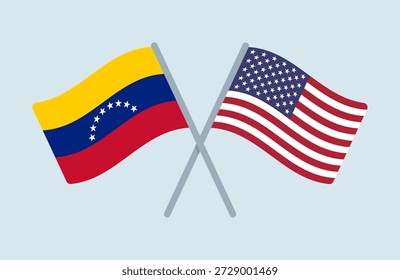Vektorgrafik Venezuela und Flaggen der Vereinigten Staaten