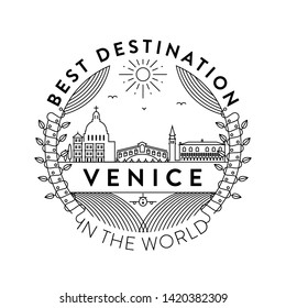 Vector Venice City Badge, Linear Style