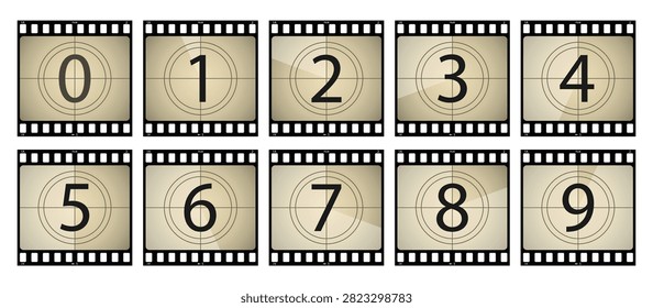 vector, ventage Film countdown, golden
