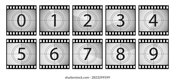 vector, ventage Film countdown, golden