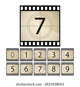vector, ventage Film countdown, golden