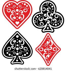 Vector Ventage Suits Of Playing Cards