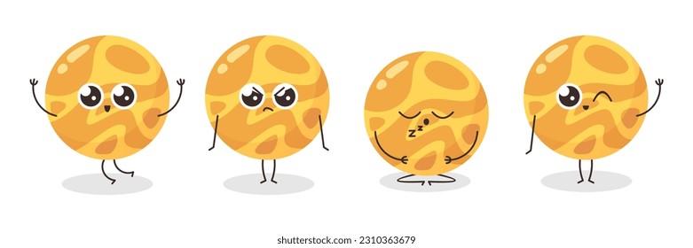 Vector venus cute set kinds of pose angry, sleep, say hi, and happy cute venus illustration