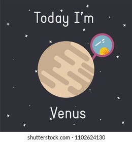 Vector Venus with mirror illustration with "Today I'm Venus" caption on dark background