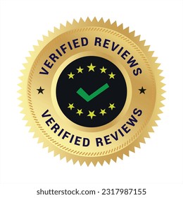 Vector verified reviews stamp icon, logo and symbol