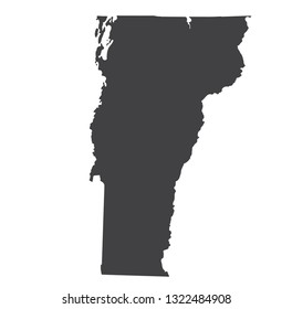 Vector Vermont Map silhouette. Isolated vector Illustration. Black on White background.