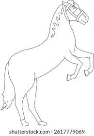 Vector version. Black horse silhouette isolated on white for design.