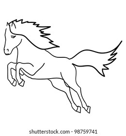 Vector version. Black horse silhouette isolated on white for design.