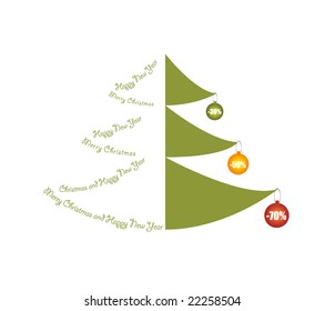Vector version. Christmas discount. Abstract Christmas tree on white background.