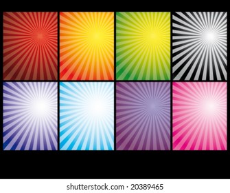 Vector version. Christmas and holiday background. The outbreak. Rays
red, orange, yellow, blue, green, purple, gray background. A set of rectangle.